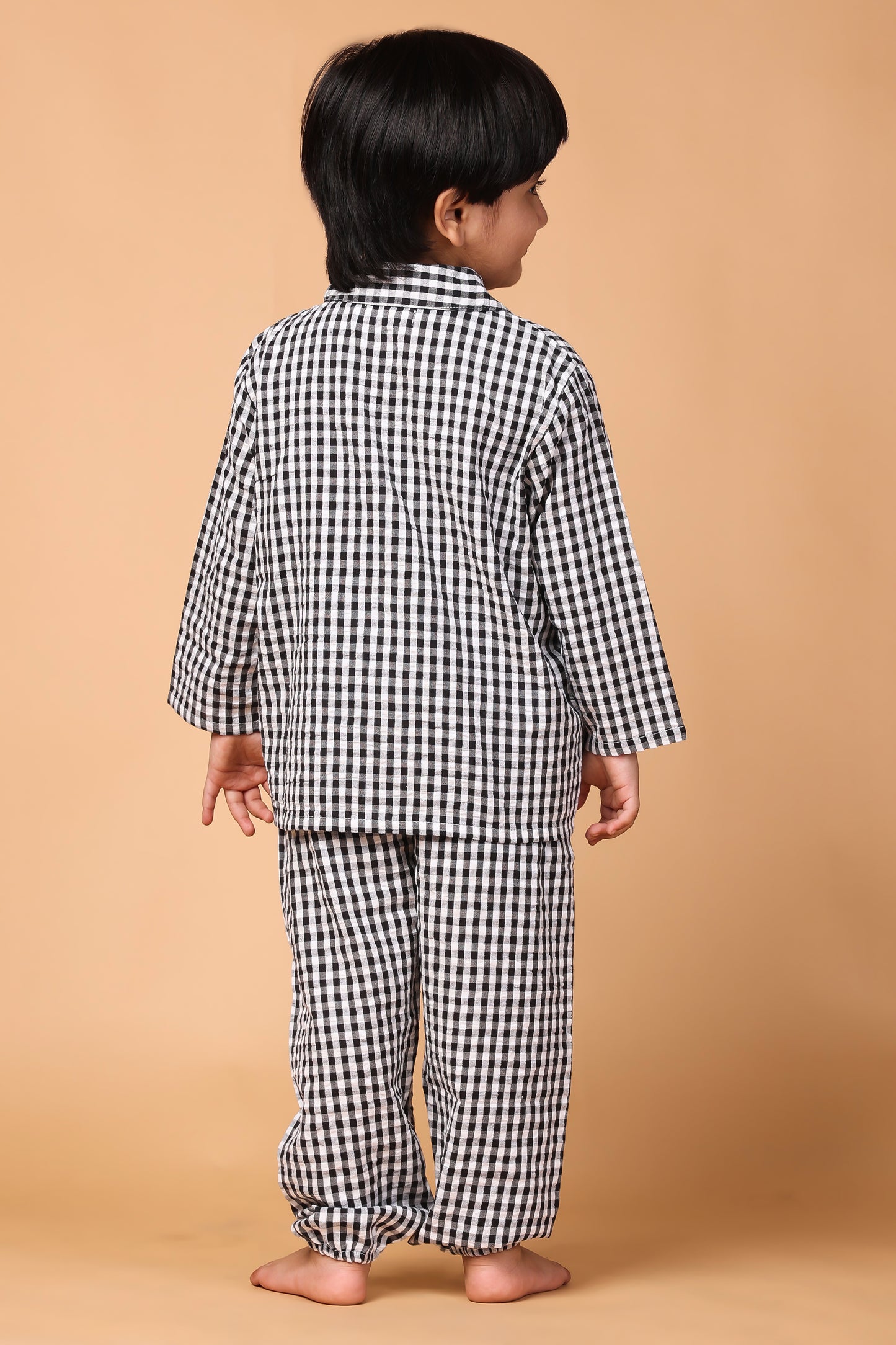 Piccolo Night suit - Black and White Checks