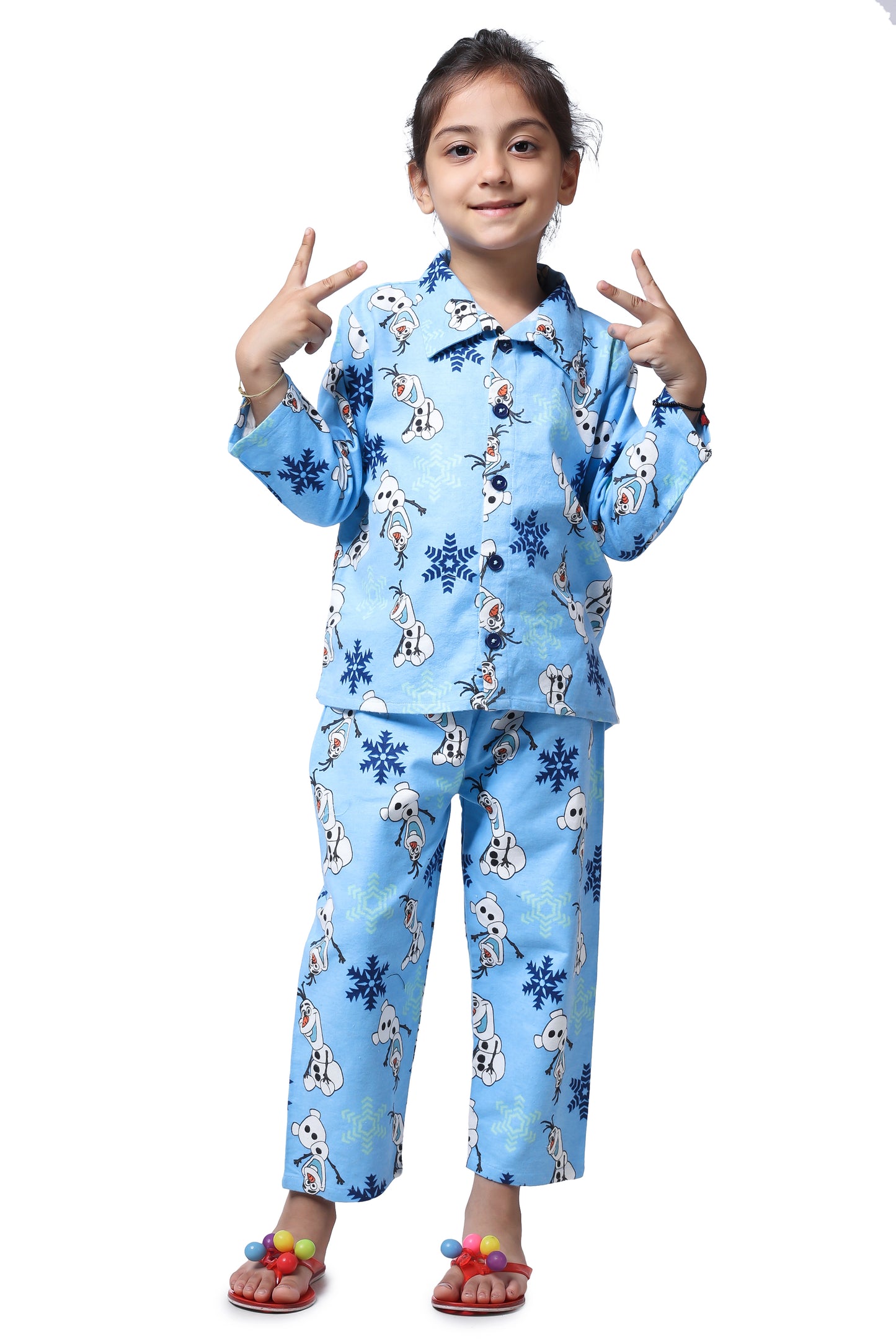 Piccolo Night suit - Blue Olaf Print