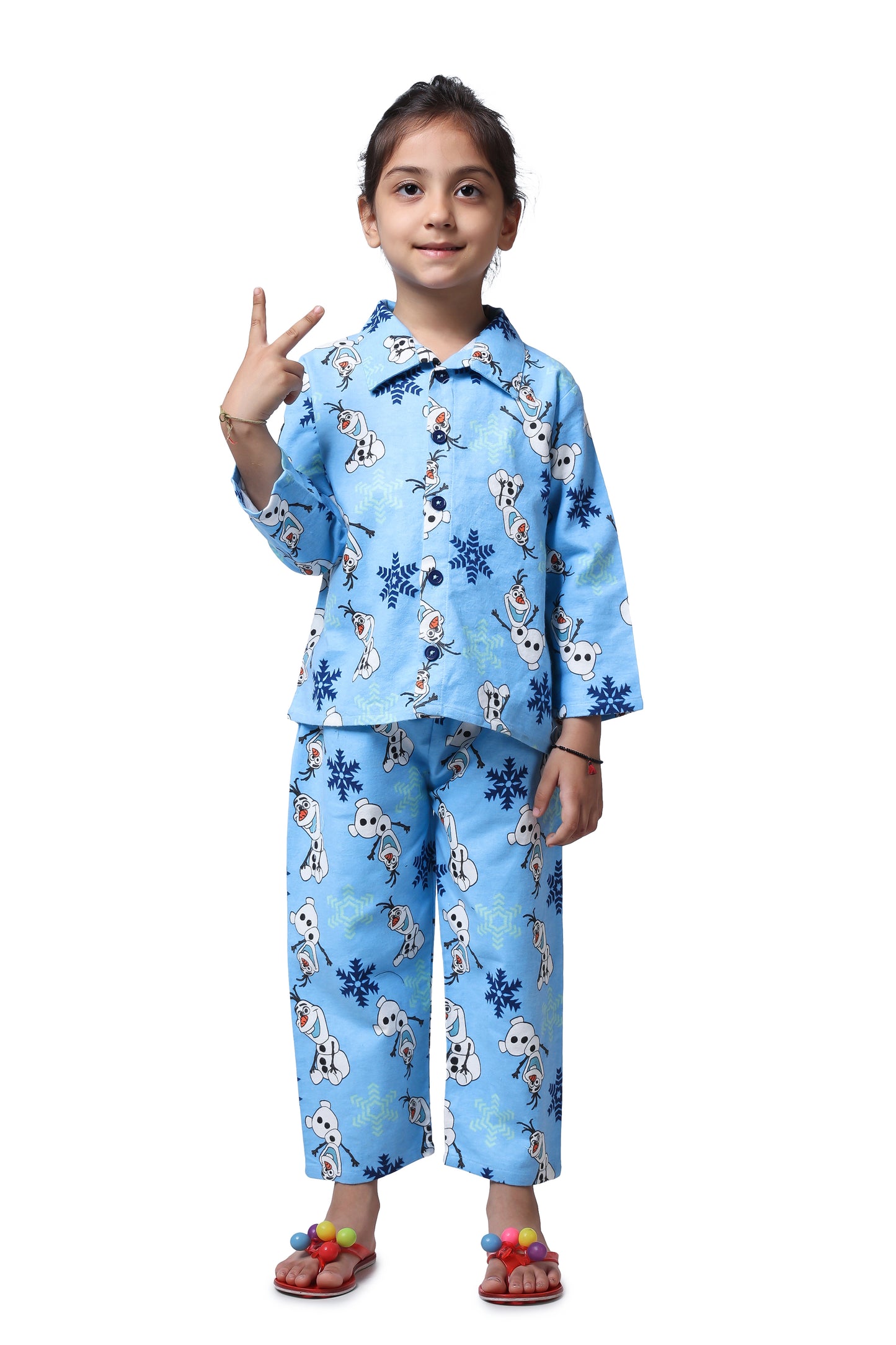 Piccolo Night suit - Blue Olaf Print