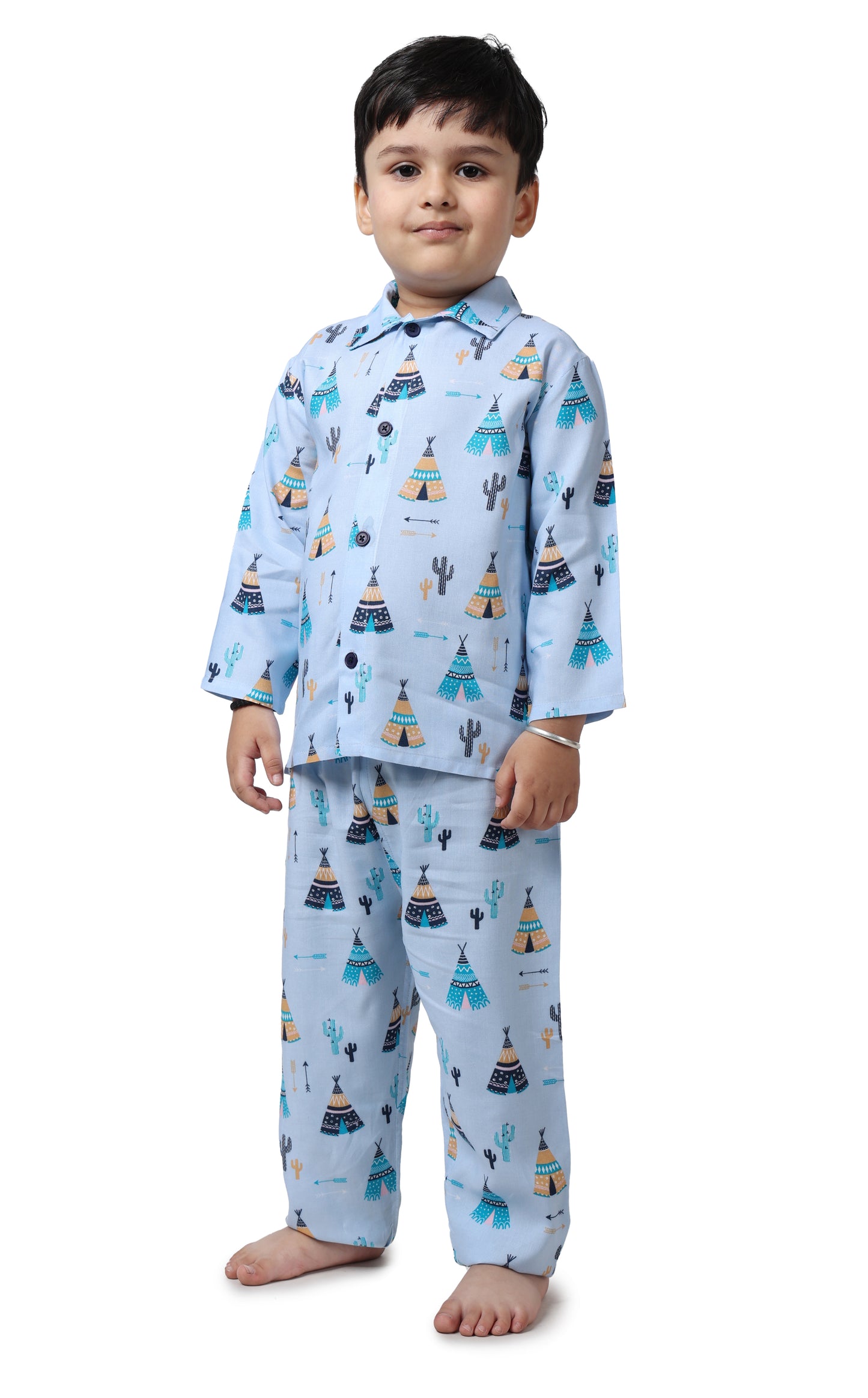 Blue Tribal Tent Night Suit