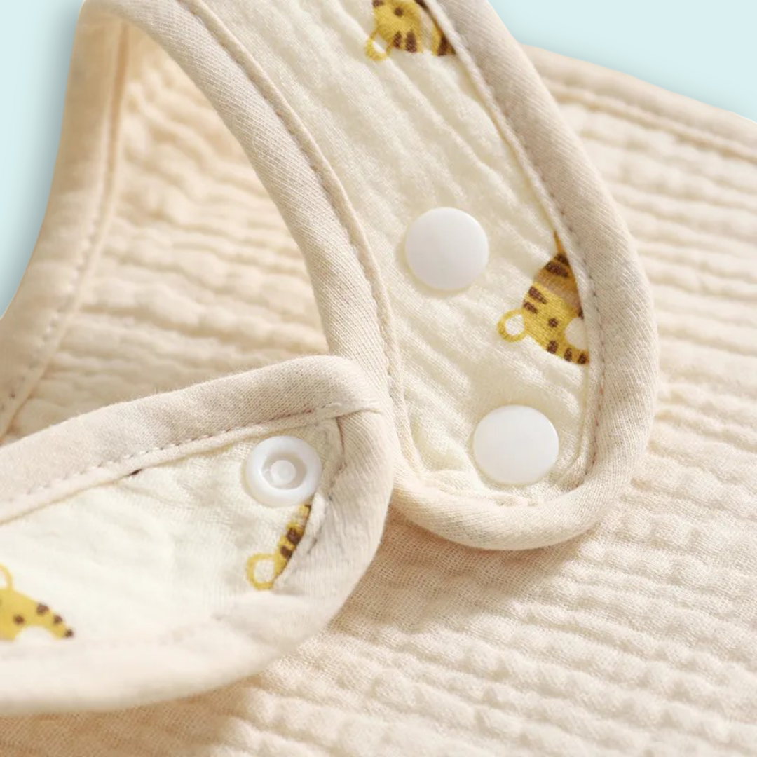 Quilted Muslin Cotton Baby Bib with Tiger Face Print