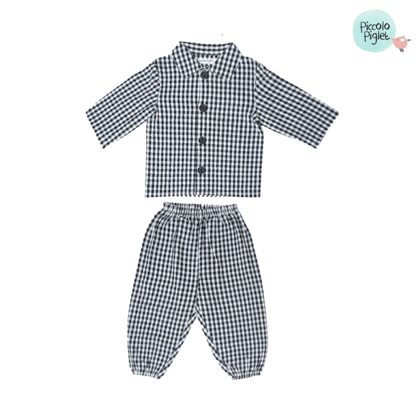 Piccolo Night suit - Black and White Checks