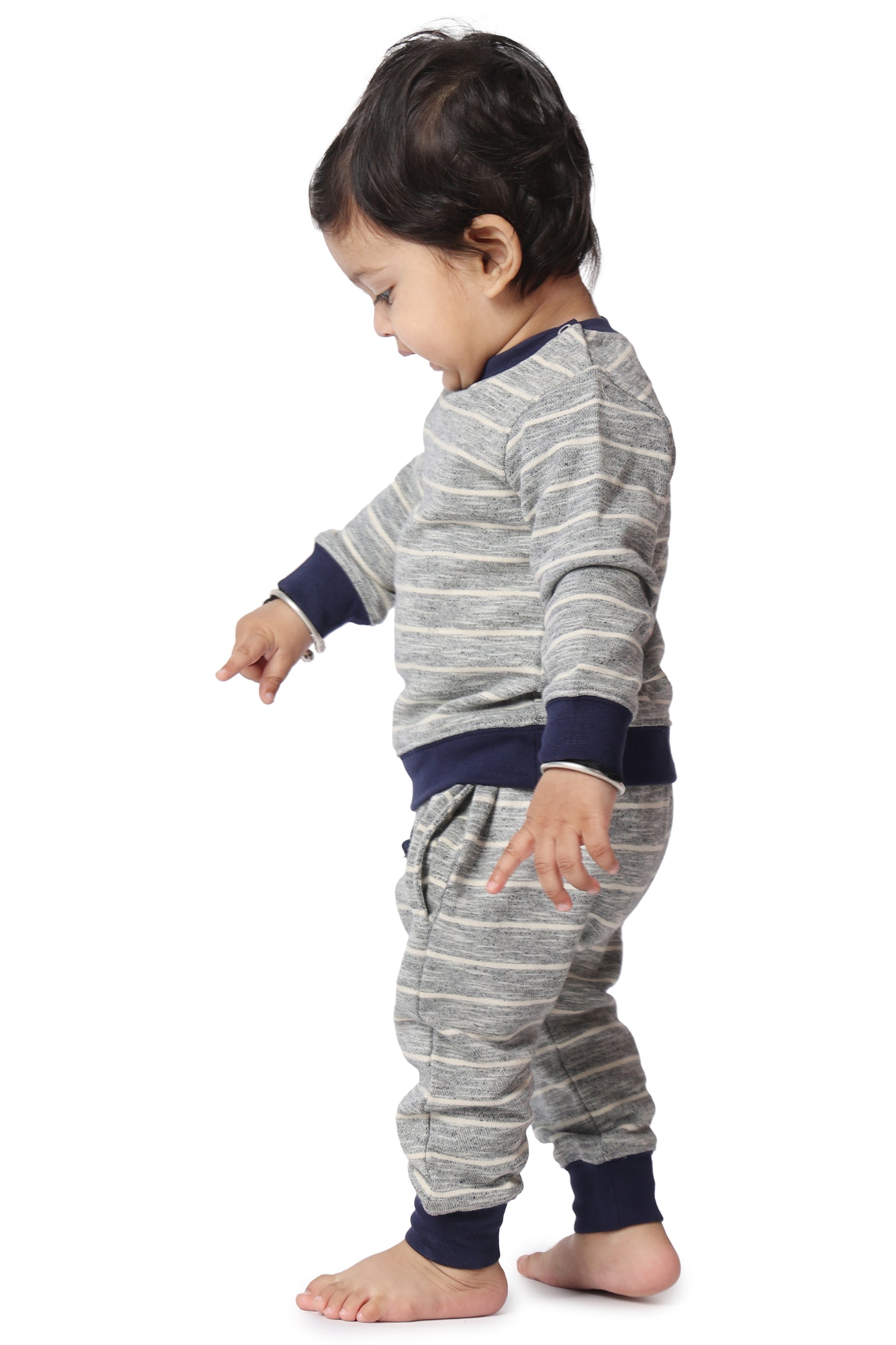 Grey Stripped Rib Tracksuit