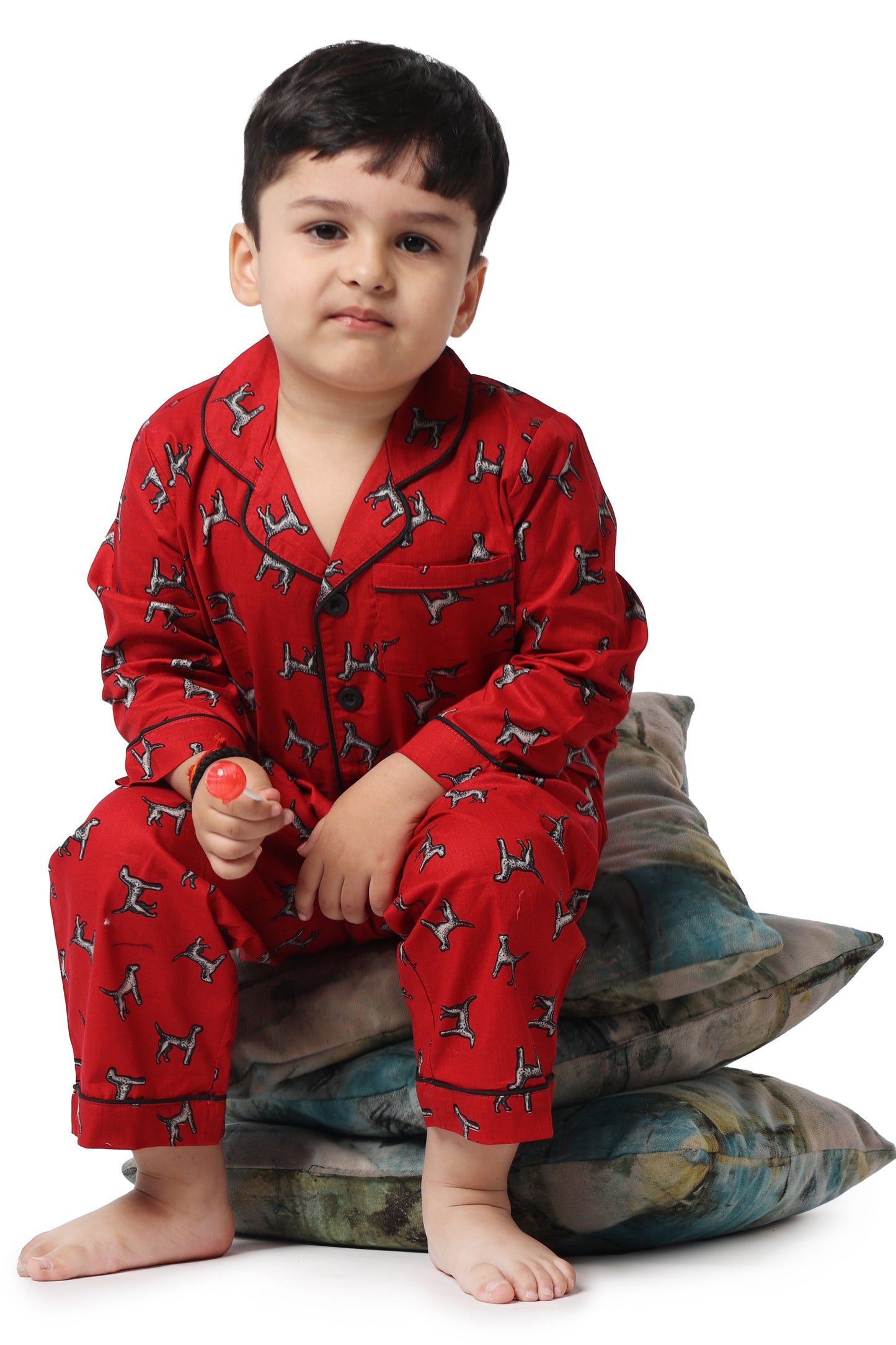 Red Night Suit - Printed