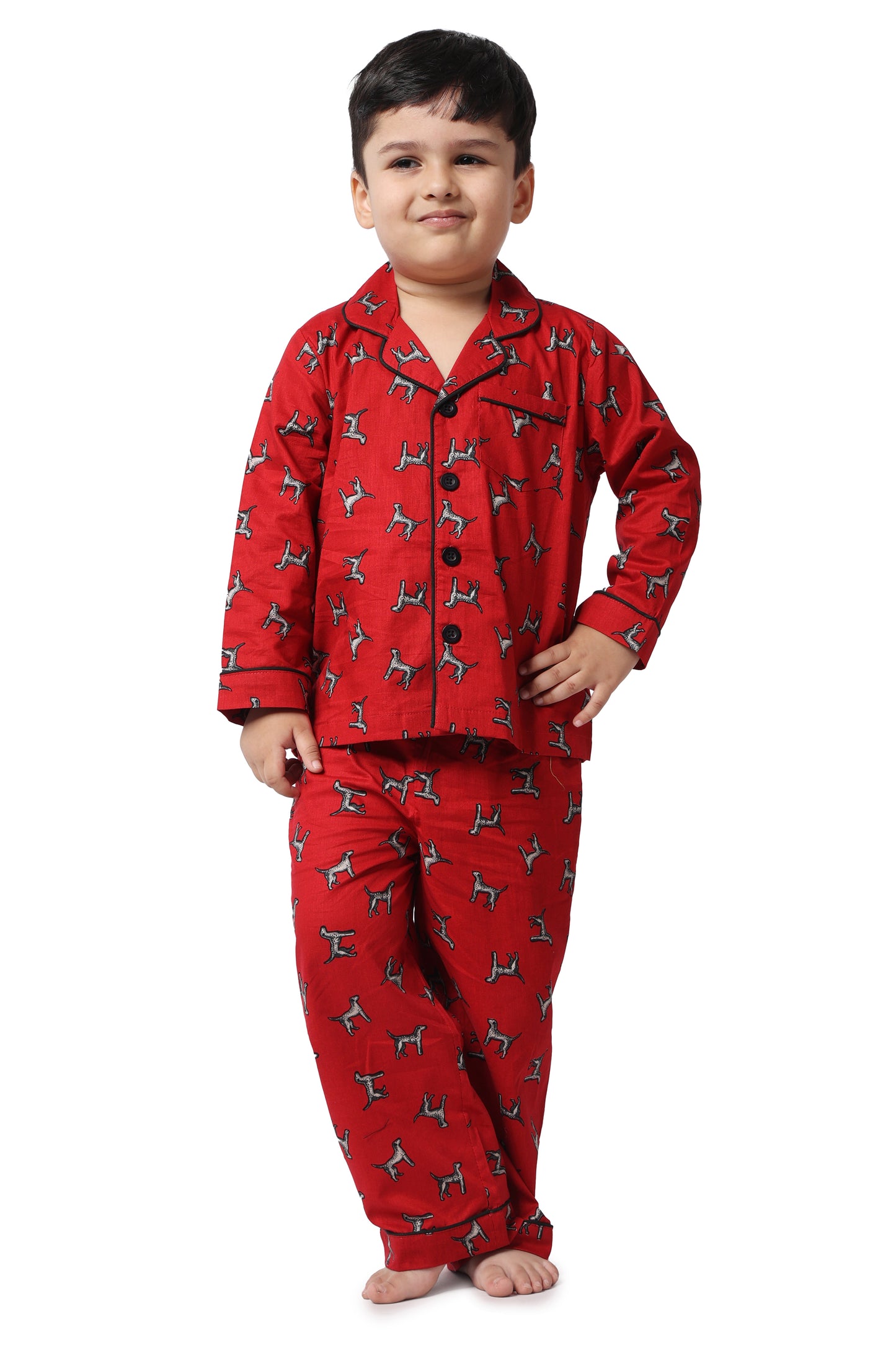 Red Night Suit - Printed