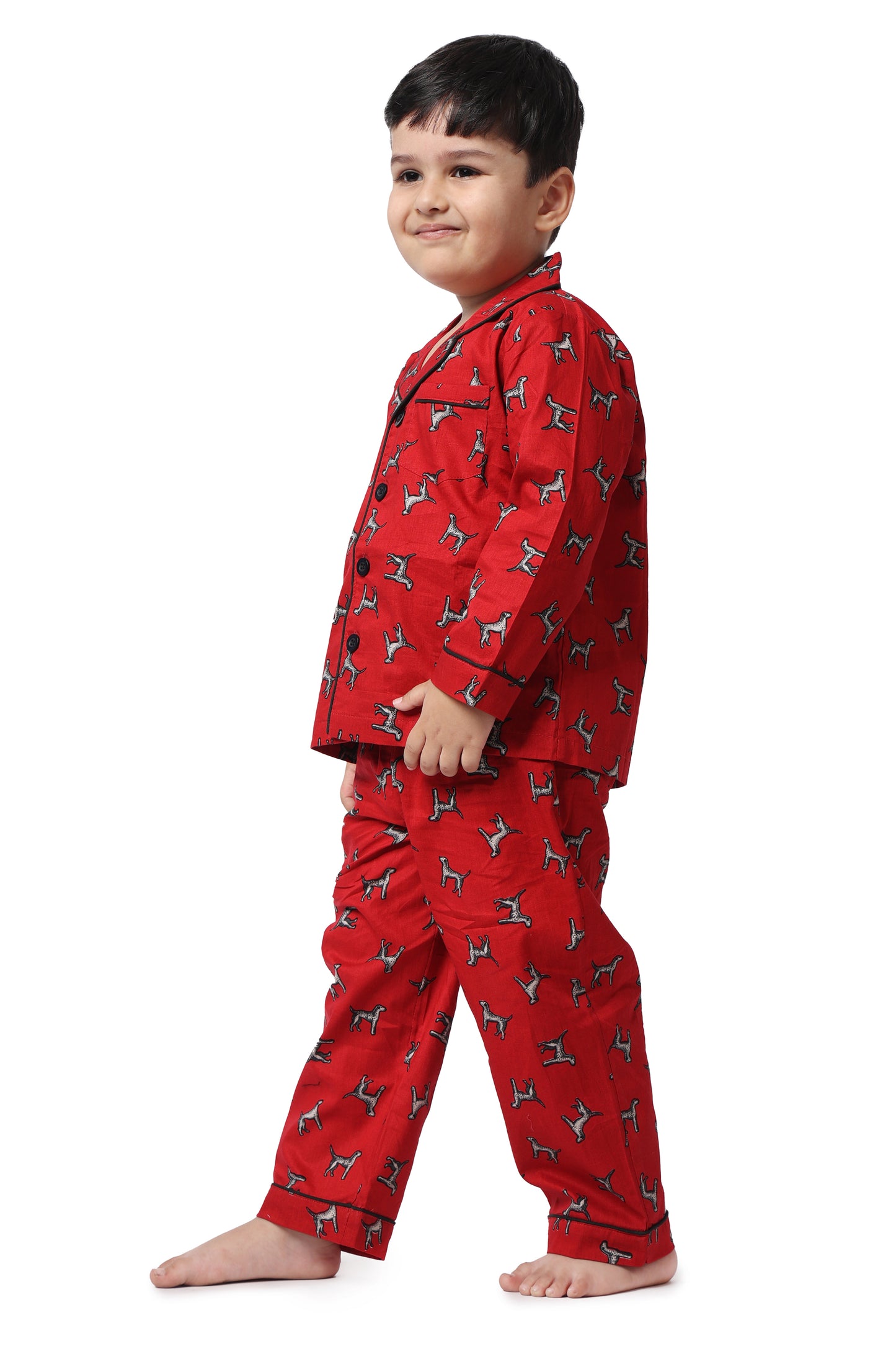 Red Night Suit - Printed