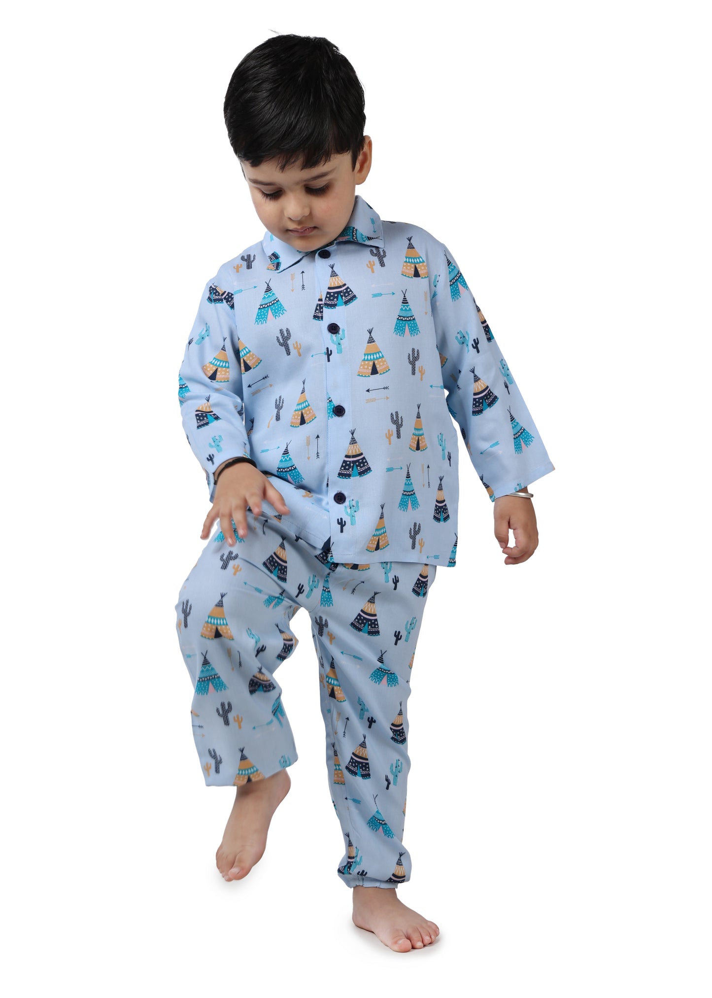 Blue Tribal Tent Night Suit