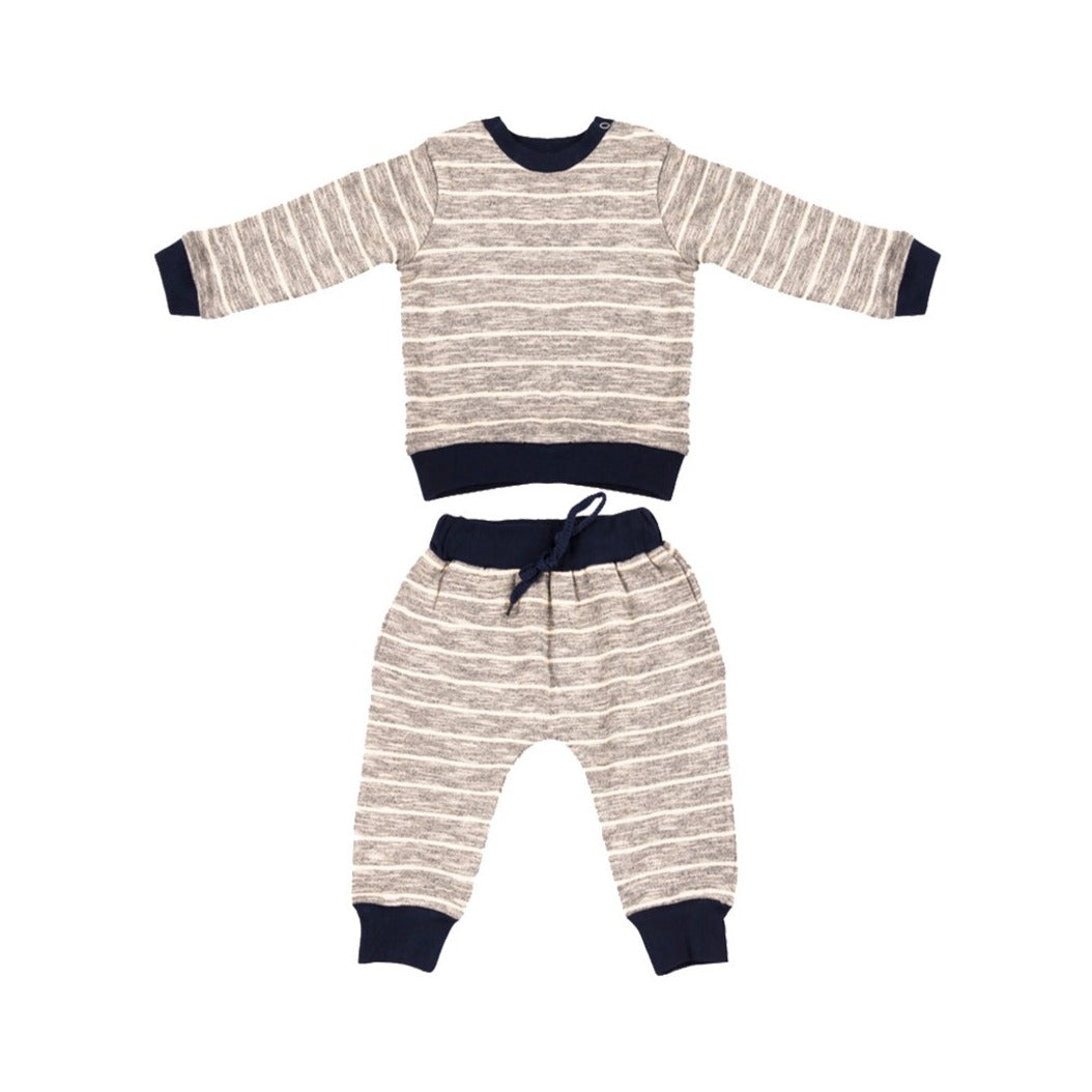 Grey Stripped Rib Tracksuit