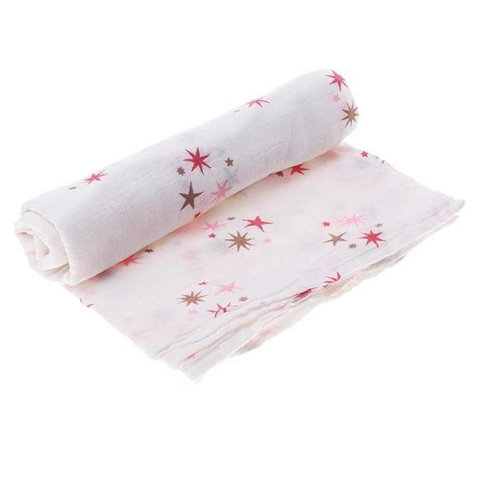 Muslin Swaddles (Pink Stars)