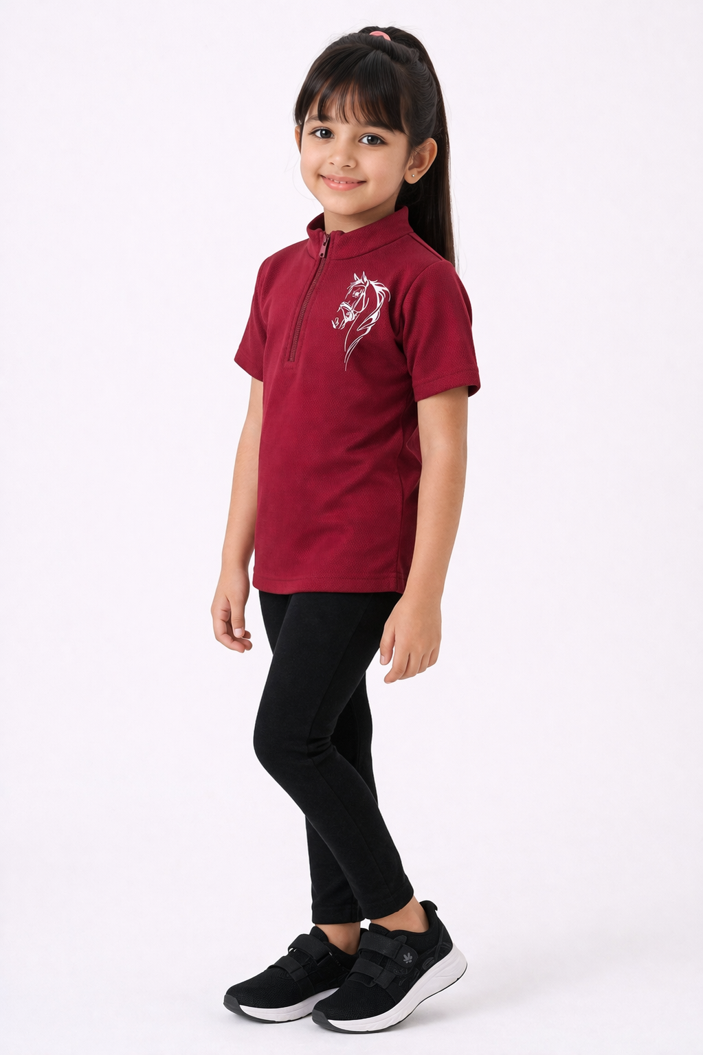 Riding Half Sleeve T-Shirt (Maroon)