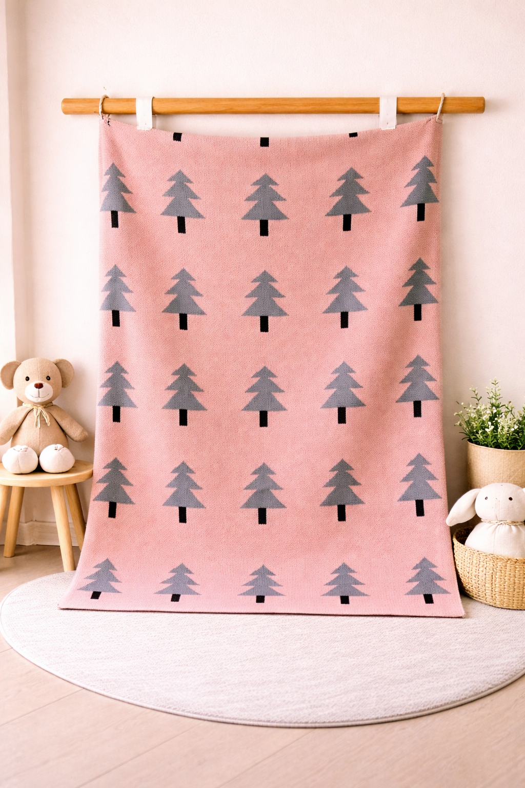 Pink Pine Forest Baby AC Blanket