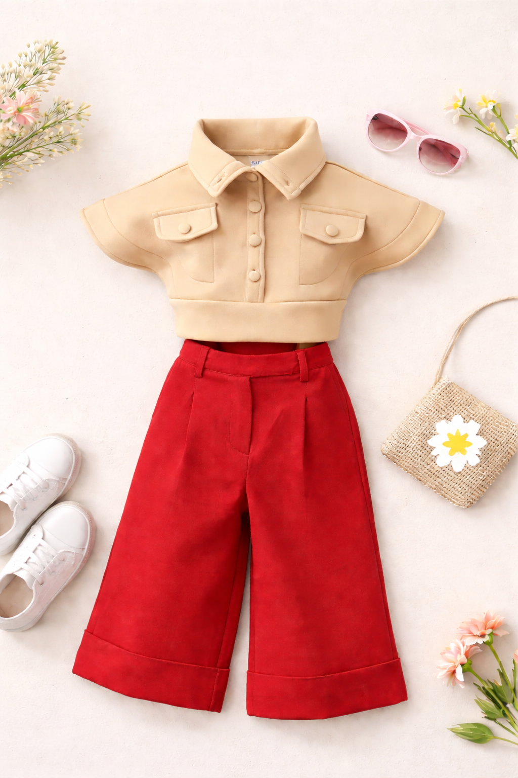 Mini Chic Scuba Co-Ord Set (Maroon)