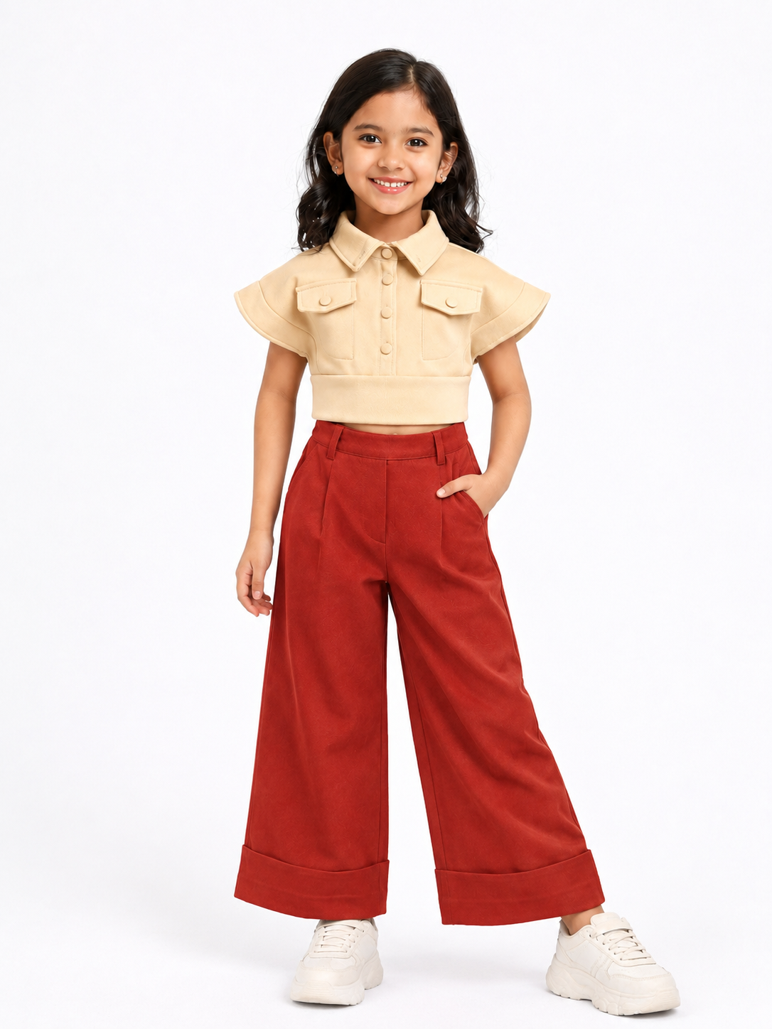 Mini Chic Scuba Co-Ord Set (Maroon)