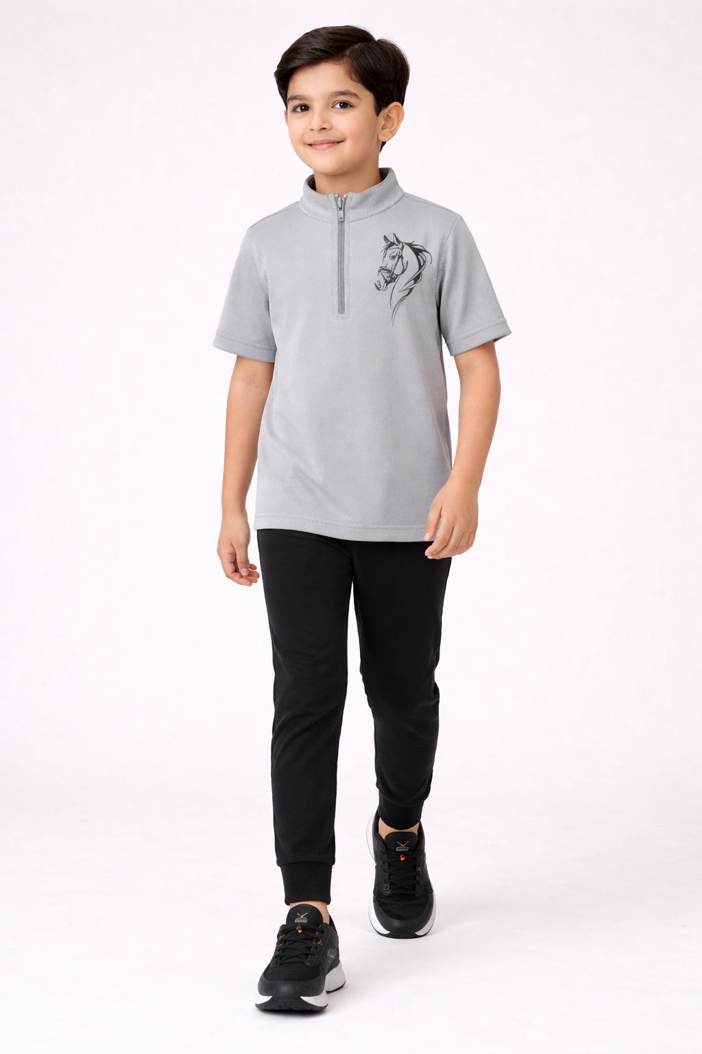 Riding Half Sleeve T-Shirt (Grey)
