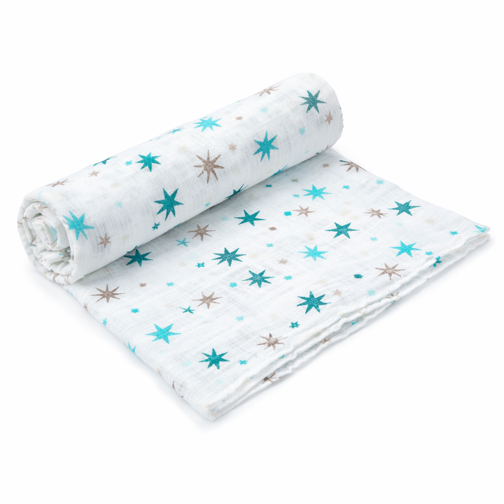 Muslin Swaddles (Blue Stars)