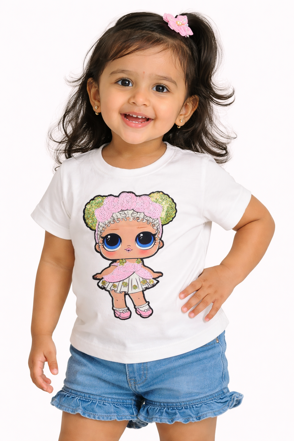 Half Sleeve T-shirt With Doll Patch