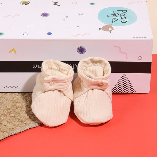 Newborn Baby Knitted Socks Booties (Soft Cream)