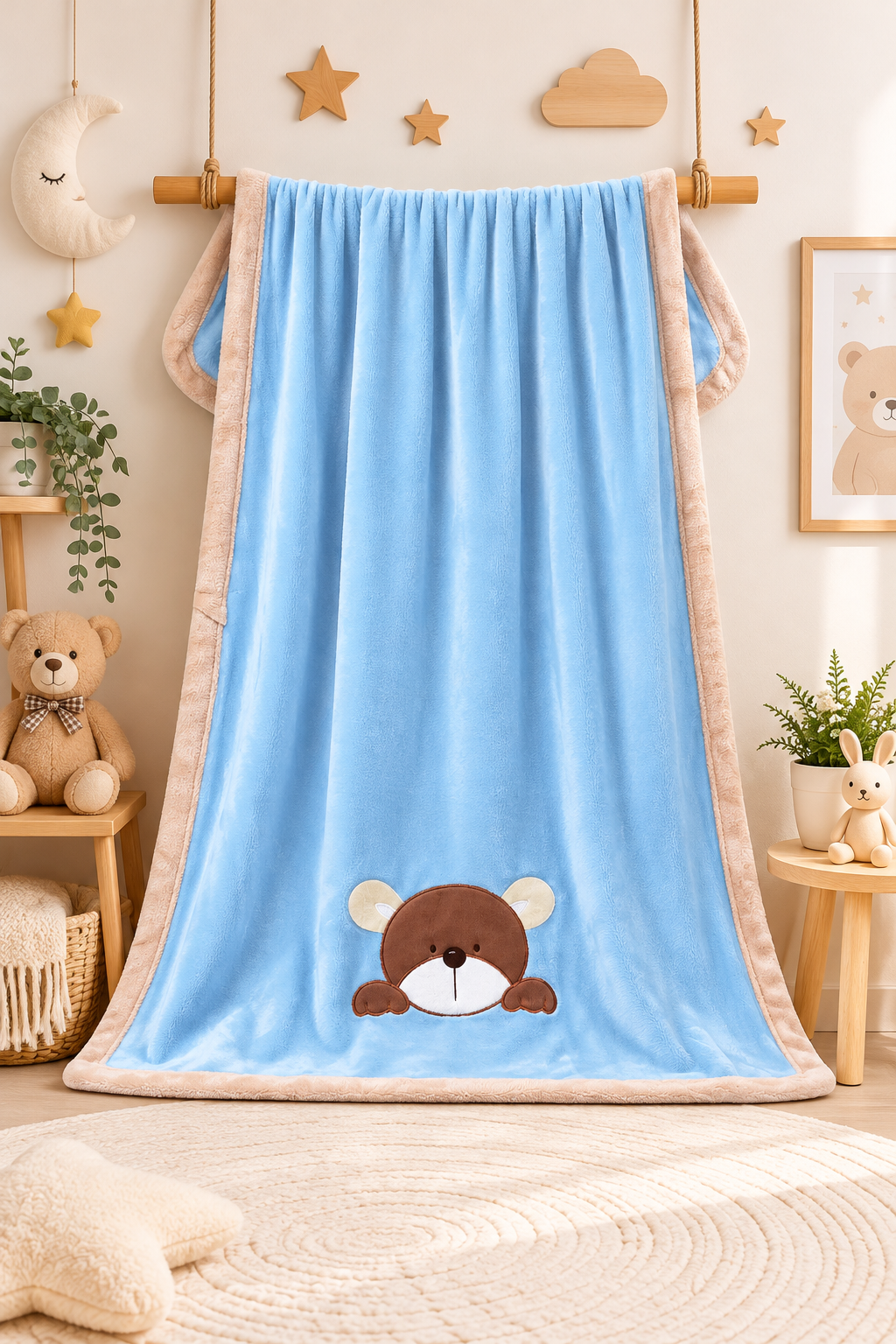 Little Bear Baby Fleece Blanket – Blue