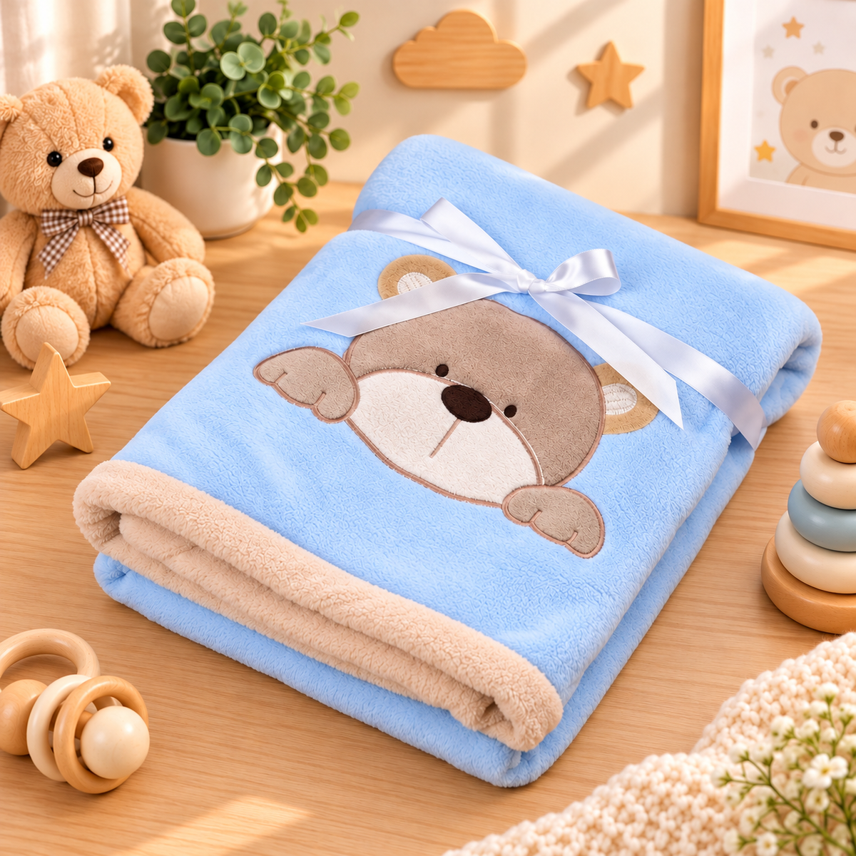 Little Bear Baby Fleece Blanket – Blue