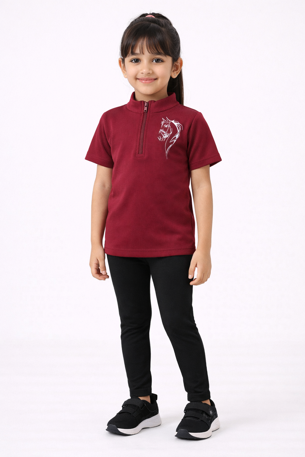 Riding Half Sleeve T-Shirt (Maroon)