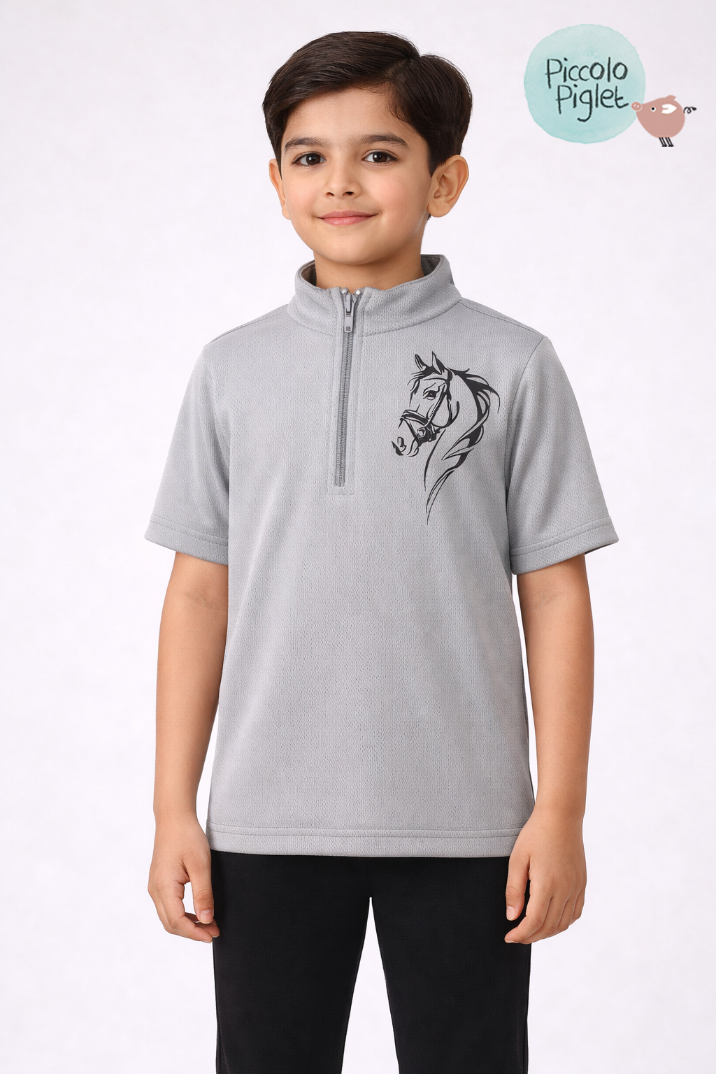 Riding Half Sleeve T-Shirt (Grey)