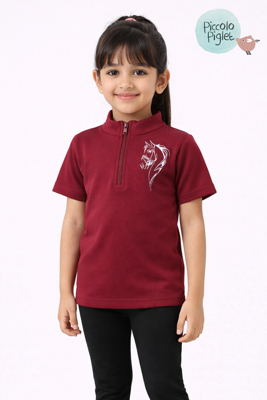 Riding Half Sleeve T-Shirt (Maroon)