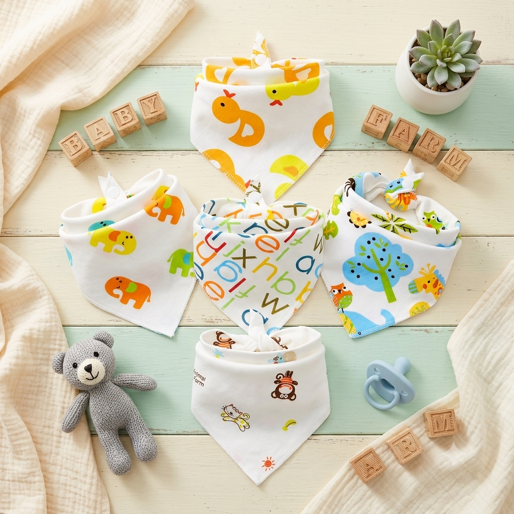 Bandana Bib Sets (Set of 5 In Different Prints) NEW 01