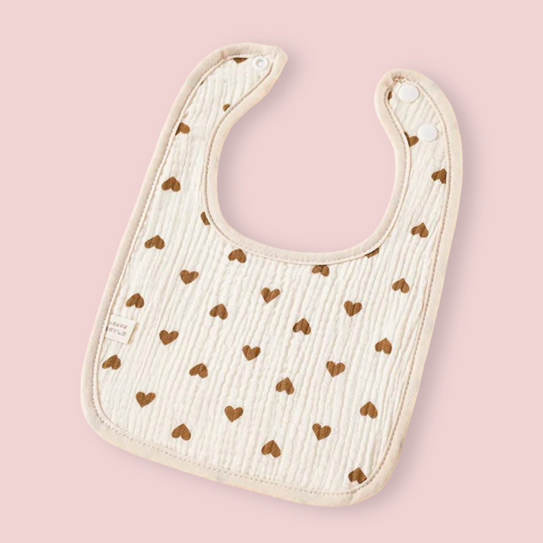Quilted Muslin Cotton Baby Bib with Heart Prints