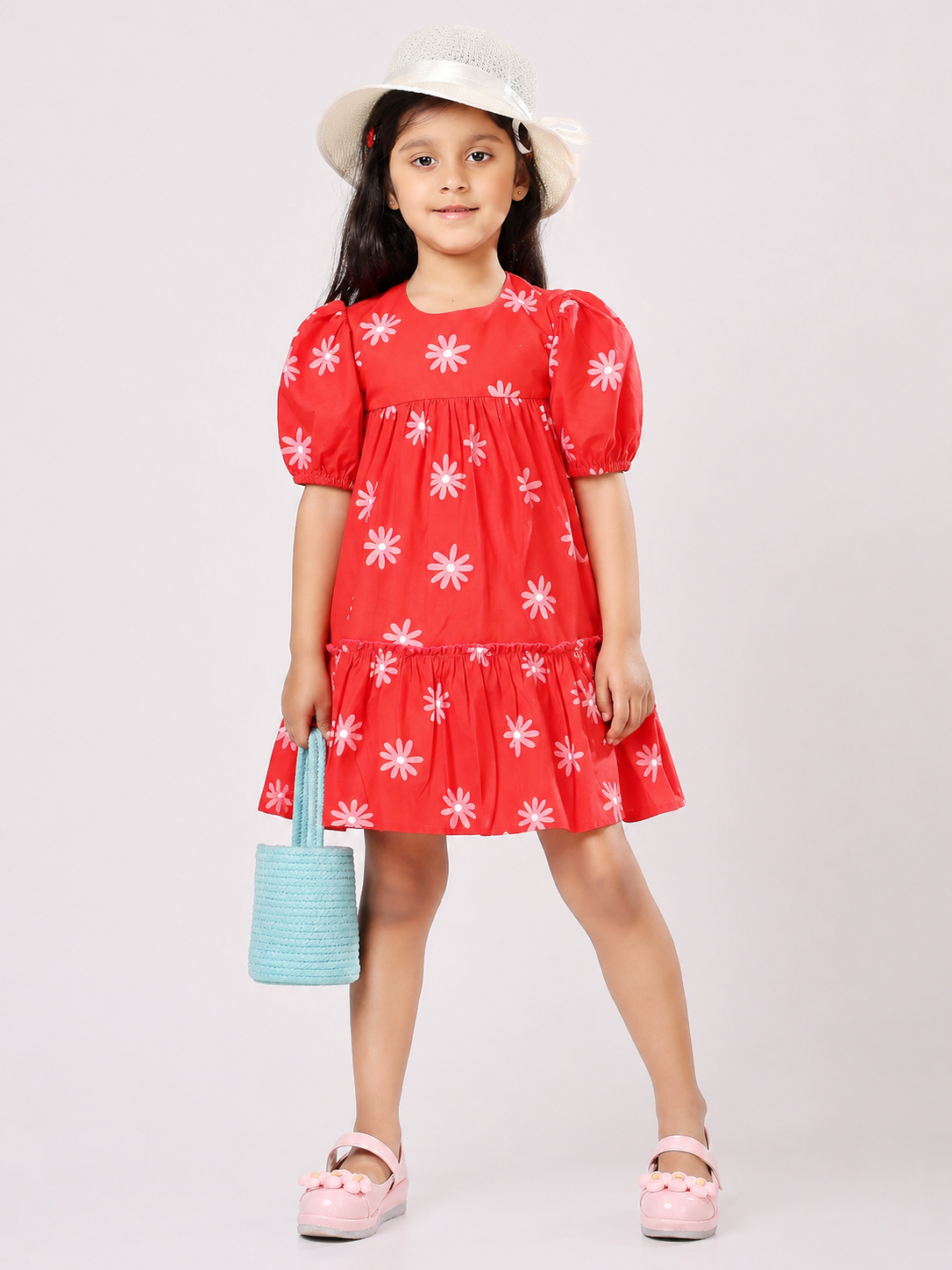 Floral Puff-Sleeve Dress