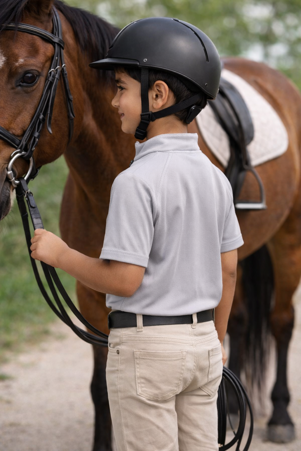 Riding Half Sleeve T-Shirt (Grey)