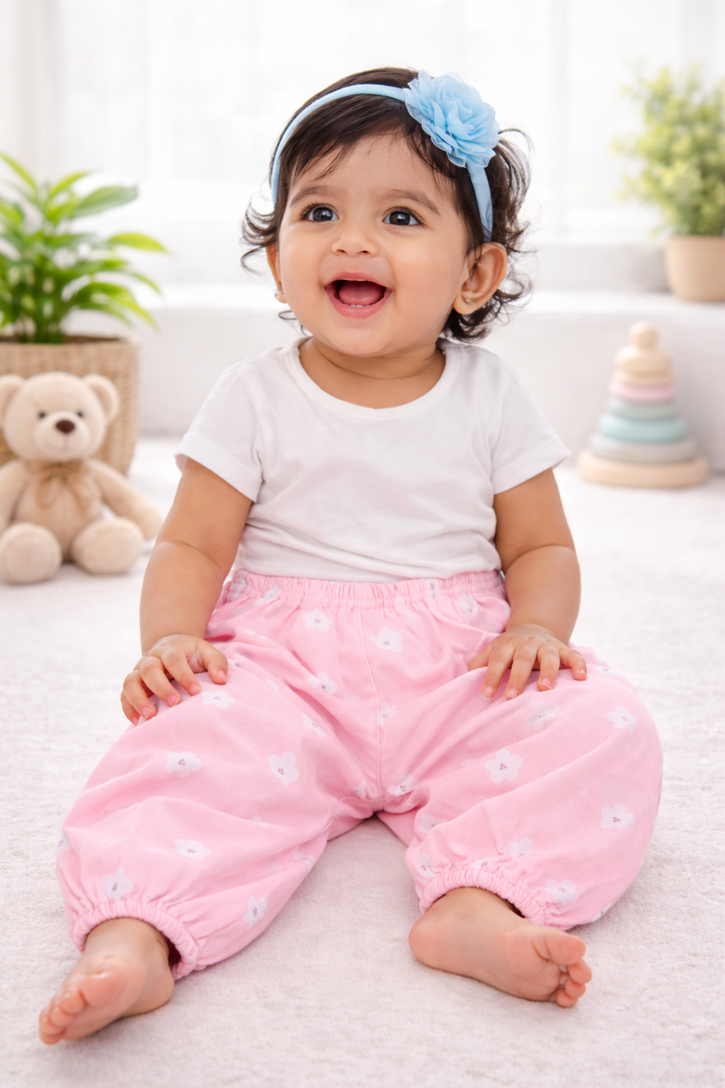 Loose Pants Flower Corduroy