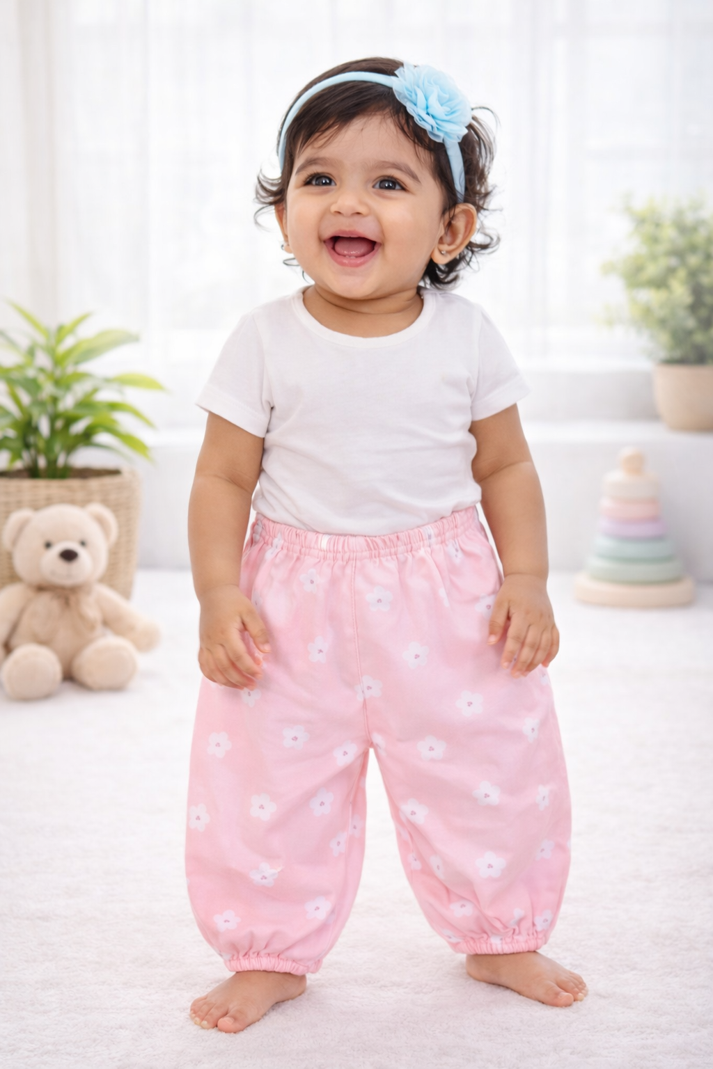 Loose Pants Flower Corduroy