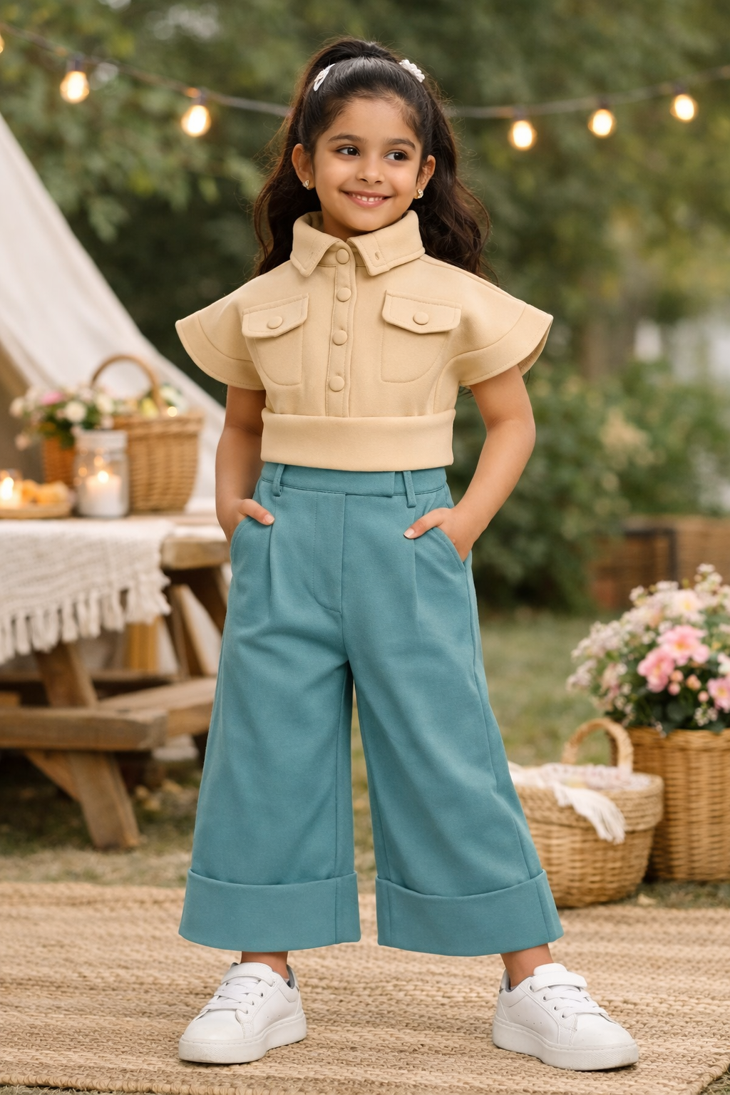 Mini Chic Scuba Co-ord Set (Sage Blue)