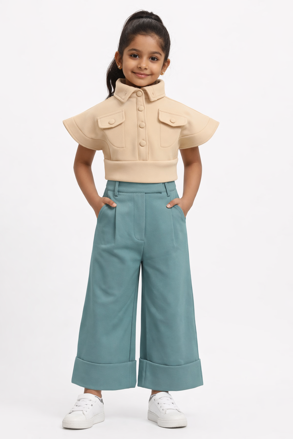 Mini Chic Scuba Co-ord Set (Sage Blue)