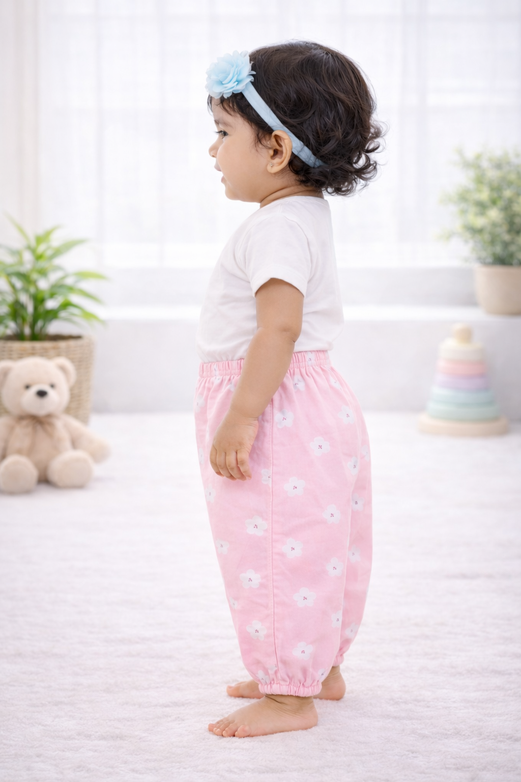 Loose Pants Flower Corduroy