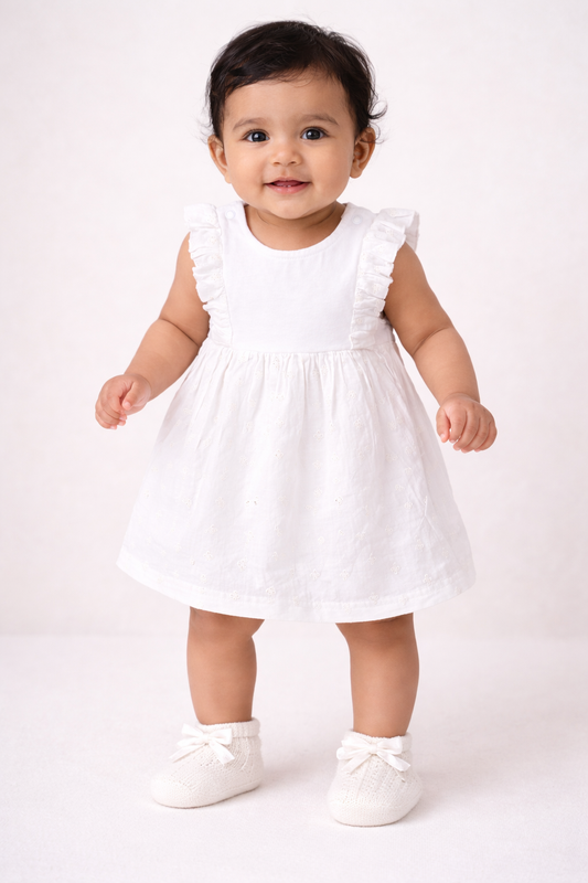 Baby Bodysuit Dress - Schiffli