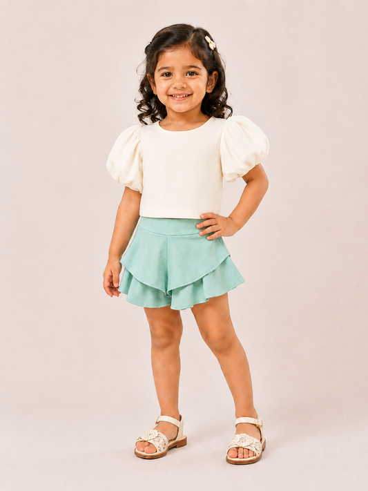 Cute Ruffle Shorts (Teal Blue)