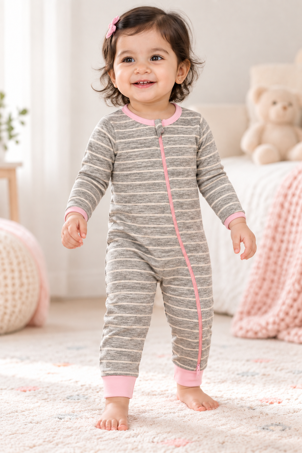Two-way Zipper Romper (grey)