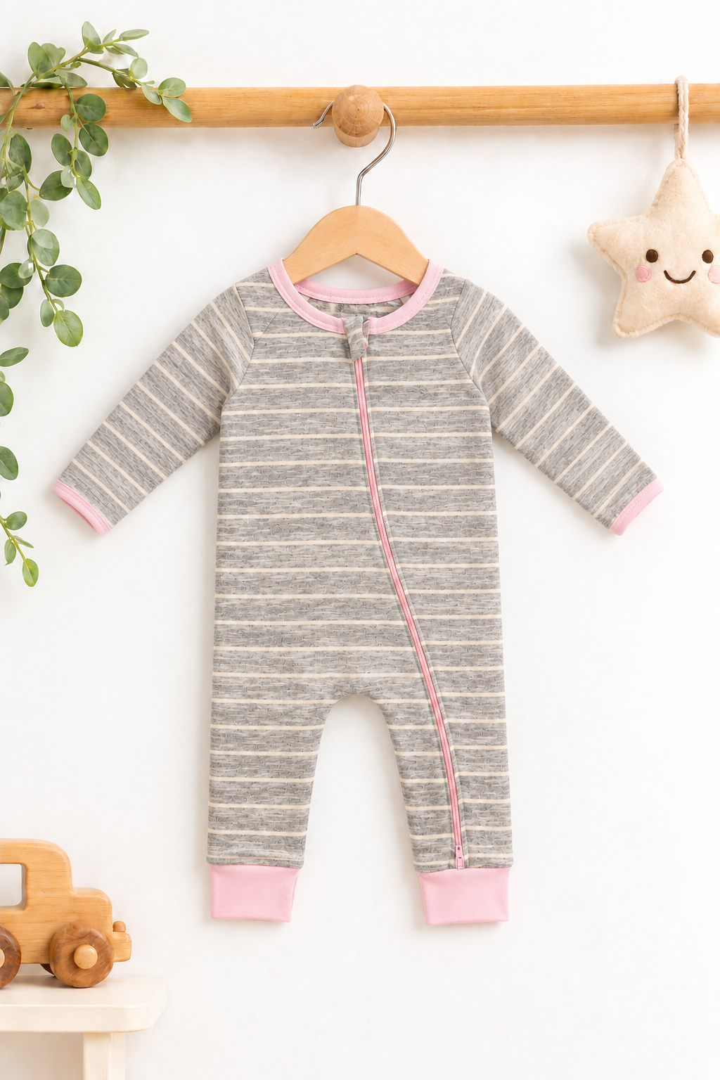 Two-way Zipper Romper (grey)