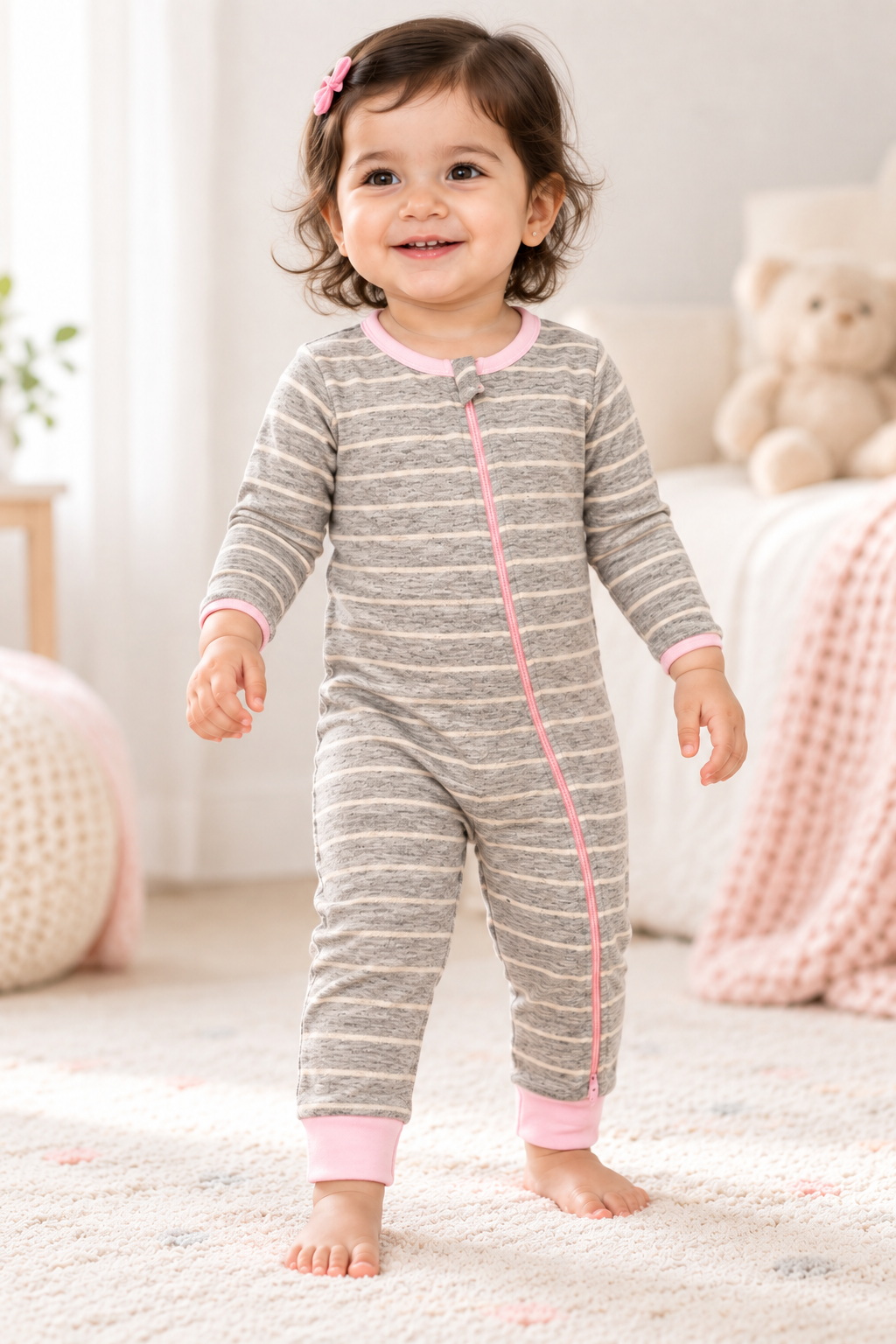 Two-way Zipper Romper (grey)