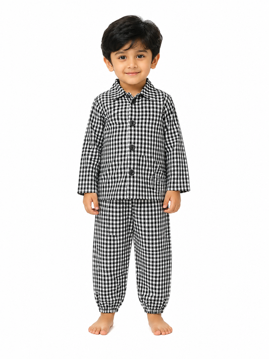 Night suit - Black & White Checks