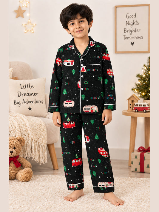 Black Christmas Flannel Night Suit