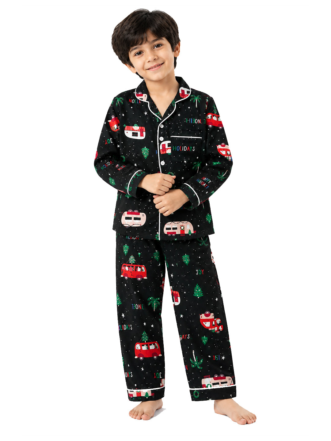Black Christmas Flannel Night Suit