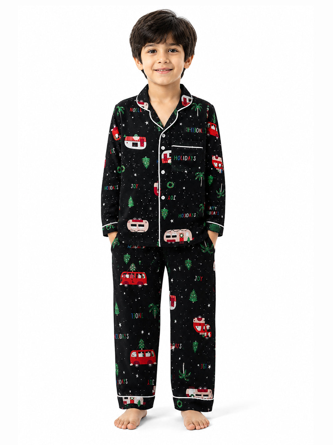Black Christmas Flannel Night Suit