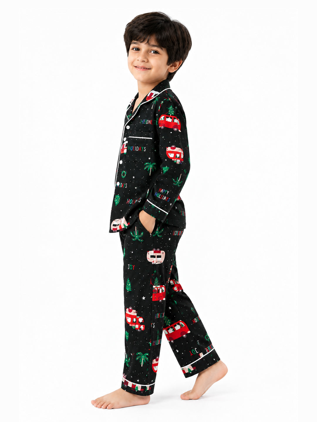 Black Christmas Flannel Night Suit
