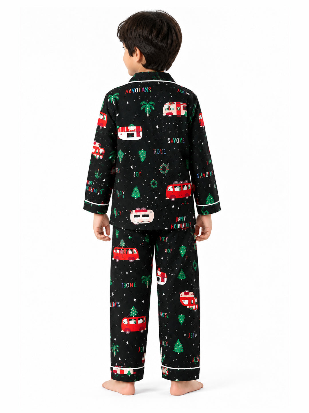 Black Christmas Flannel Night Suit