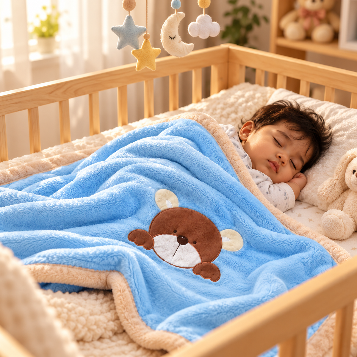 Little Bear Baby Fleece Blanket – Blue