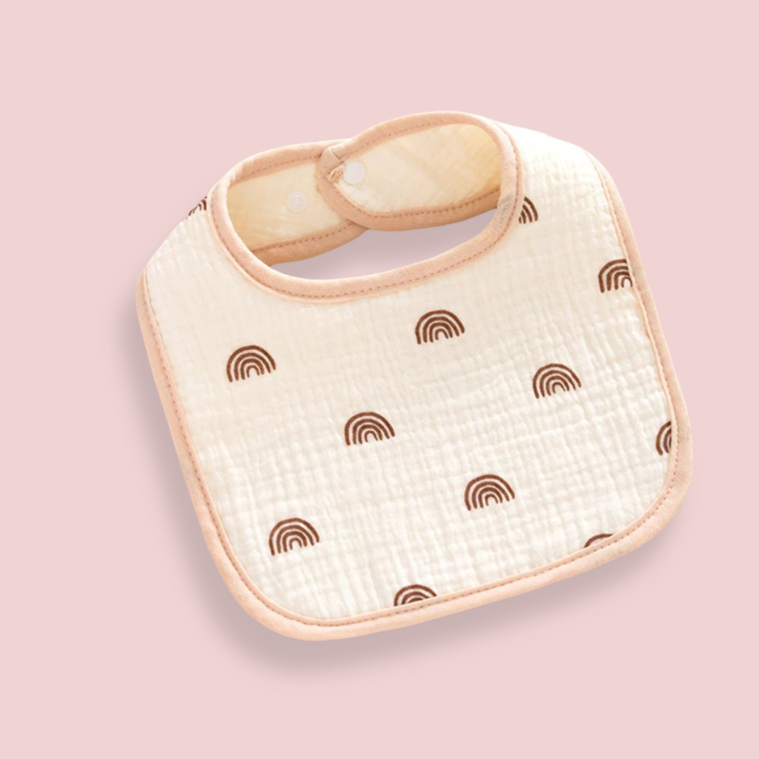 Quilted Muslin Cotton Baby Bib with Rainbow Prints