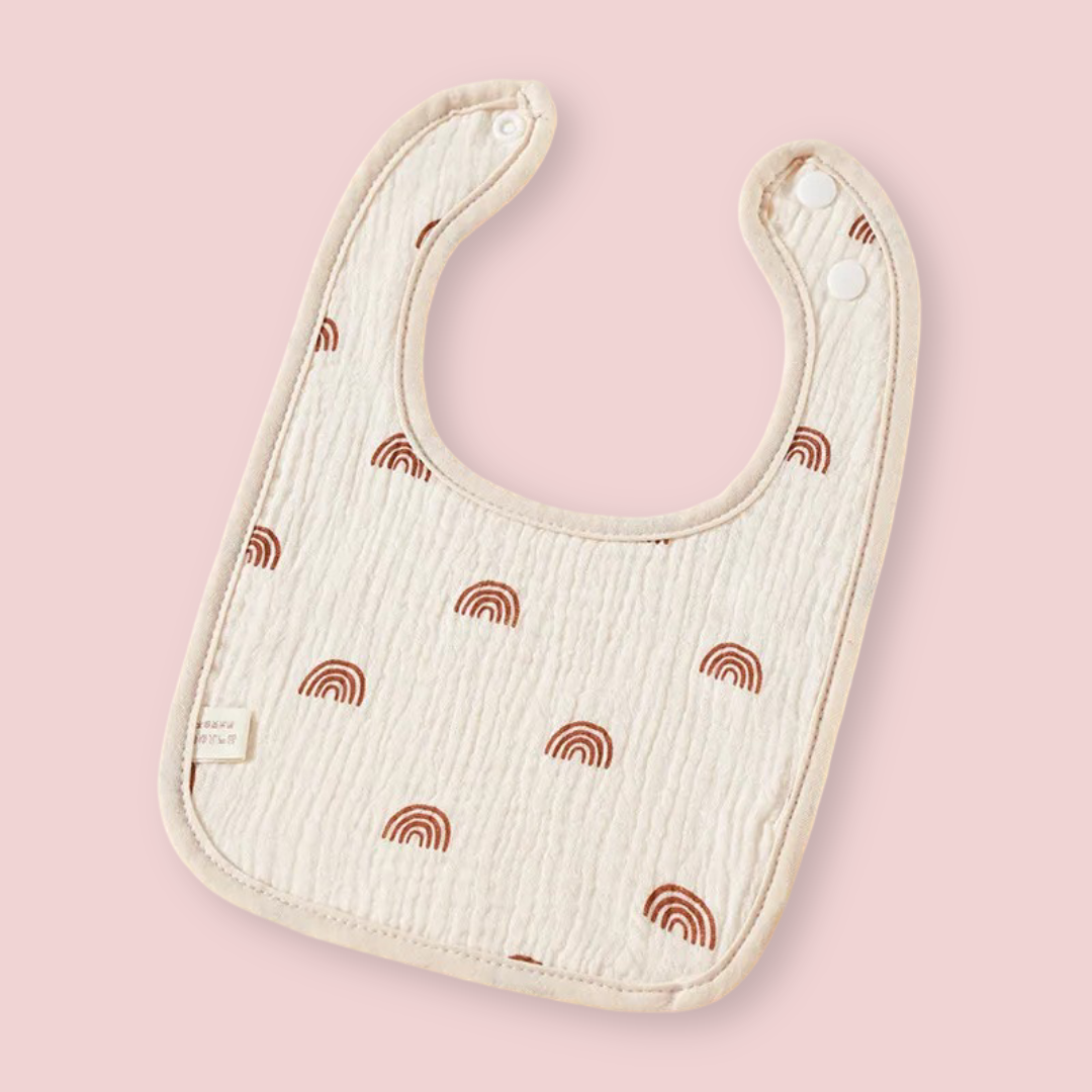 Quilted Muslin Cotton Baby Bib with Rainbow Prints