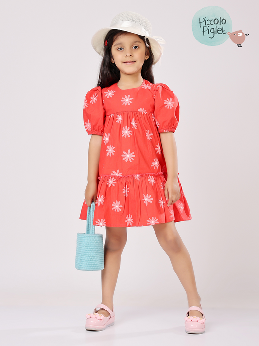 Floral Puff-Sleeve Dress